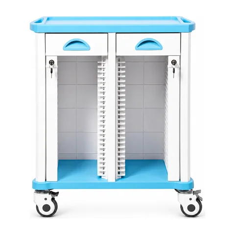 Keling KL-TC013 case history trolley showing dual-column layout with two lockable compartments