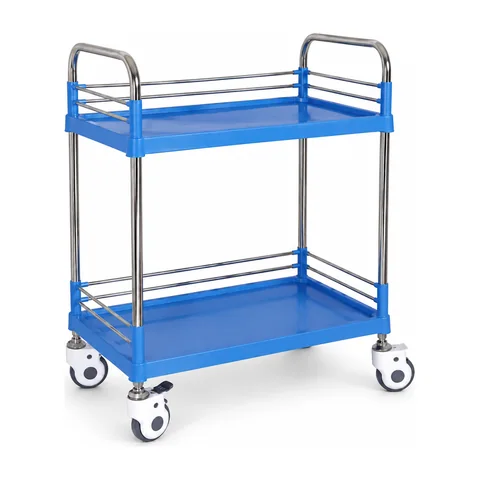 Keling KL-TC016 two-tier ABS trolley with stainless steel frame and swivel casters