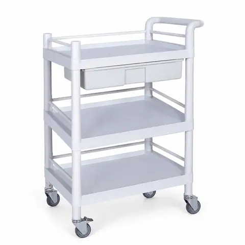 Keling KL-TC019 three-tier ABS trolley with built-in drawer in white