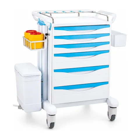 Keling KL-TC031 five-drawer clinical trolley with side basket and waste container