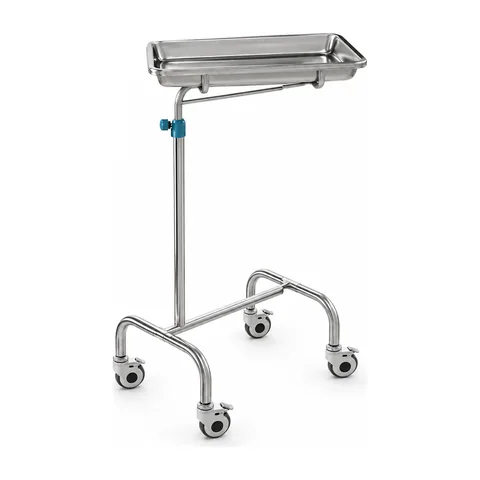 Keling KL-TC051 adjustable stainless steel mayo trolley with raised-edge tray at extended height