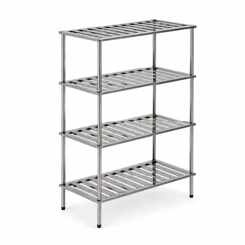 Keling KL-TC056 four-tier stainless steel medical storage shelf with open slatted shelves
