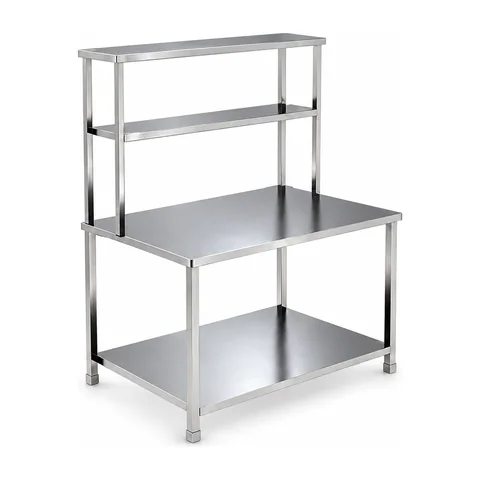 Keling KL-TC059 three-tier stainless steel workbench with elevated upper shelf and lower storage