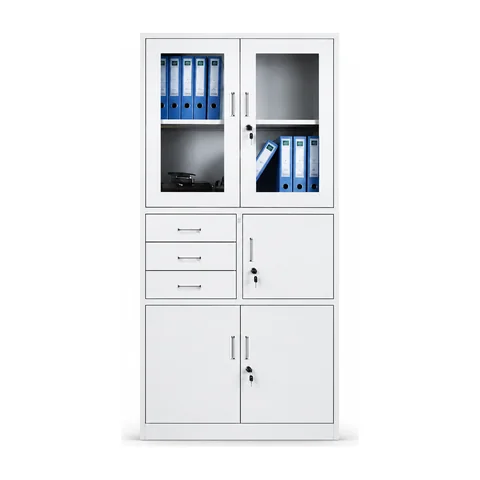 Keling KL-TC070 multi-zone steel cabinet with glass doors, drawers and lower cabinet