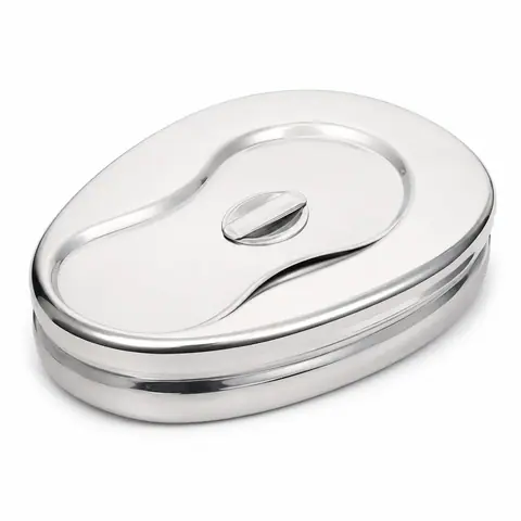 Keling KL-TC071 polished stainless steel bedpan with smooth rounded edges