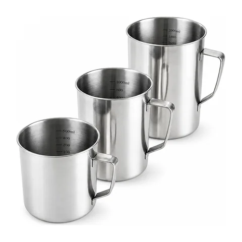 Keling KL-TC084 stainless steel measuring cups in three sizes with ergonomic handles