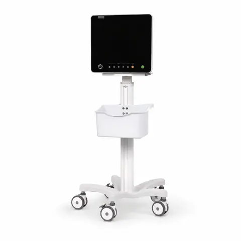 Keling KL-TC203 mobile monitor cart with integrated basket and smooth-rolling casters