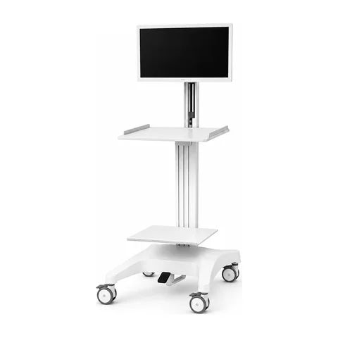 Keling KL-TC207 ward rounds cart with monitor support and raised-edge work tray in hospital ward