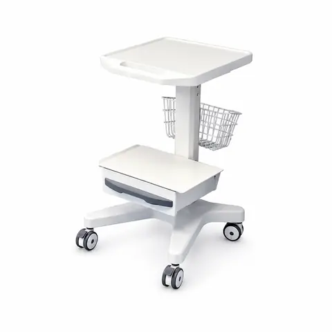 Keling KL-TC209 mobile ultrasonic cart with top tray, drawer and wire side basket