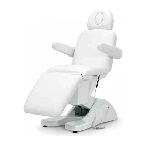 Keling KL-BC124 electric beauty table in white with backrest raised and leg rest adjusted