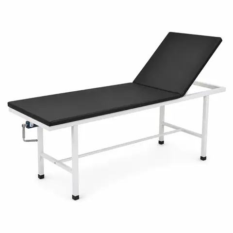 Keling KL-BC125 medical examination table with dark padded surface and backrest raised to 60°