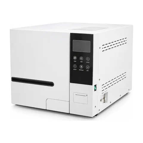 Keling KL-ST001 benchtop autoclave front view showing touch-panel control and printer port