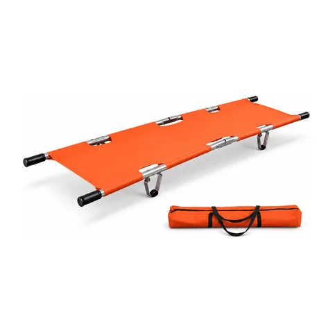 Keling KL-MS001 foldable stretcher deployed with orange surface and carry bag