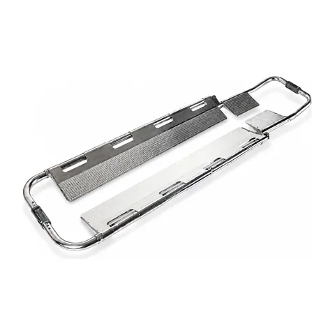 Keling KL-MS006 scoop stretcher showing split aluminum halves separated and folded position