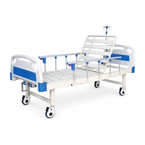 KL-BC130 flat bed in hospital ward showing full bed frame and back-rest raised