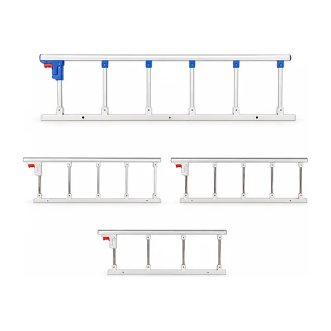 KL-HL001 aluminum 6-bar bed rail installed on hospital bed side in ward