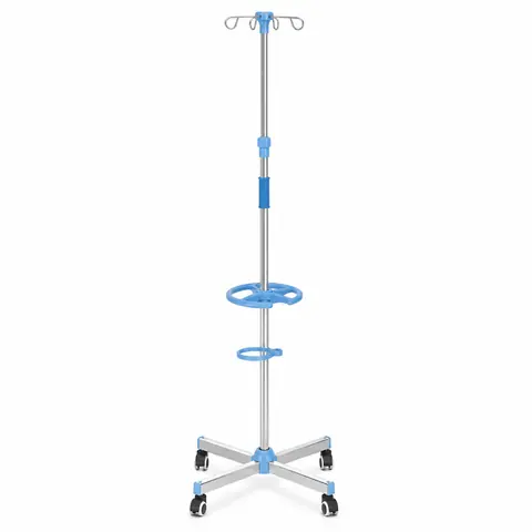 Keling KL-LJ046 IV stand with 4-hook top, telescopic pole and 5-star caster base