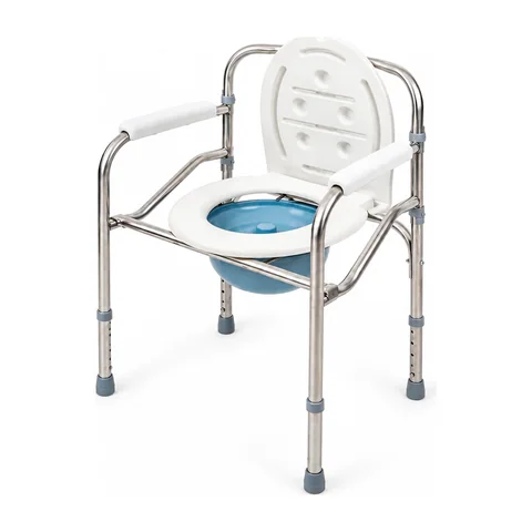 Keling KL-FS792 commode chair with removable bucket, padded armrests and adjustable legs