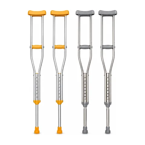 Keling KL-FS901 armpit crutches in aluminum alloy and stainless steel, pair shown
