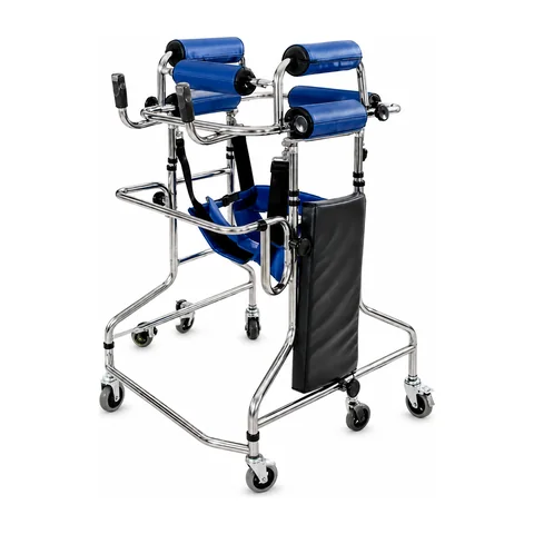 Keling KL-FS908 rehabilitation walker with double underarm platforms and six casters, patient in use