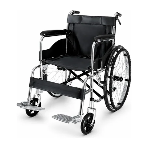 Keling KL-LY001 standard manual wheelchair with chrome frame, padded seat and large rear wheels
