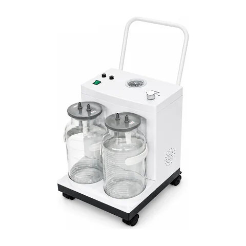Keling DFX-23D-I portable electric suction machine with carry handle, plastic enclosure and dual glass bottles