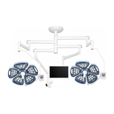 Keling KL-LED-STZ5 dual-head ceiling LED surgical light with integrated HD camera and monitor