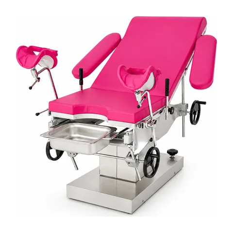 Keling KL-2C stainless steel manual obstetric table full view with leg supports