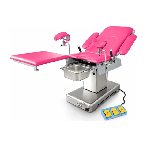 Keling KL-2D electric obstetric table full view with foot-stepping remote controller