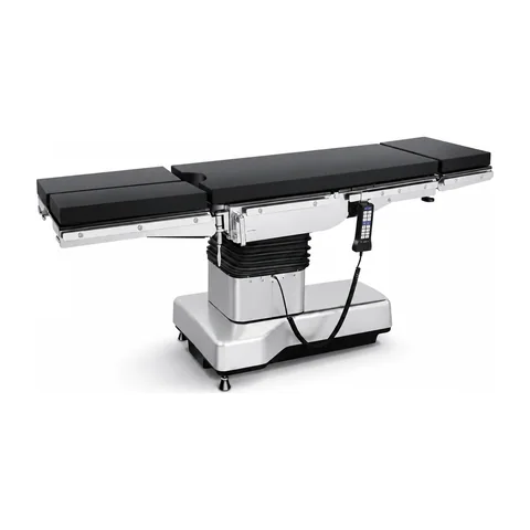 Keling KL-D-III-I electric operating table front view with carbon fiber tabletop and handheld remote